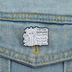 Je ne suis pas d'humeur j'ai de l'anxiété émail broche mignon fantôme santé mentale broche revers Badge bijoux cadeau pour amis en vrac - Product Image 1