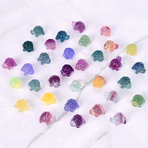 Venta al por Mayor de Mini Esculturas de Cristal Natural, Tortuga de Fluorita Arcoíris para Decoración - Product Image 6