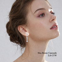 Anting-anting gantung model chandelier berlian moissanite VVS buatan laboratorium, bersertifikat GRA, berlapis emas, perak S925, untuk wanita.