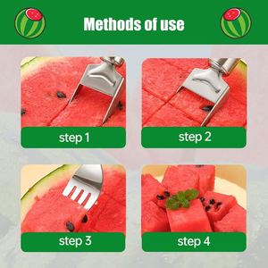 2025 New Arrival Manual Dual Head Stainless Steel 2-in-1 Mandoline Fruit Cutter Watermelon Fork Slicer Knife Home <b>Kitchen</b> <b>Gadget</b> - Product Image 3