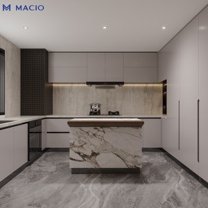 Gabinetes de Cocina de Madera Contrachapada de Lujo Italianos MACIO con Isla Central, Estructura de <span class=keywords><strong>OSB</strong></span> Pintada, Muebles a Medida para Proyectos de Villas - Product Image 4