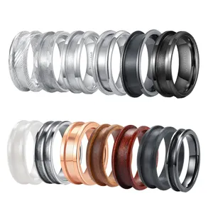 Poya 4Mm 6Mm 8Mm Slanke Enkele Gegroefde Gehamerde Wolfraam Ring Lege Kern Voor Bruiloft Sieraden Maken