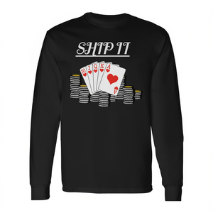 Camiseta de manga larga Ship It Poker con diseño de fichas de cartas Royal Flush Heart - Product Image 2