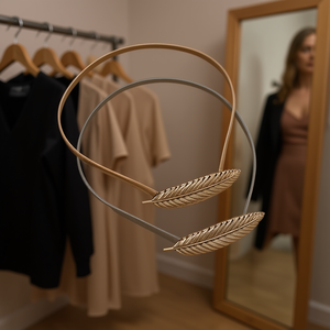 Cintura Sottile Elastica in Metallo a Forma di Foglia da Donna Citurones, 1 cm, Accessorio Moda Bohemien - Product Image 3