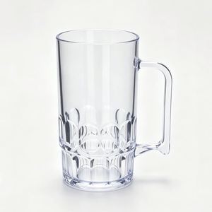 Mug à vin et à bière personnalisé OEM en plastique PS transparent de 16 oz, réutilisable, écologique, léger, durable, avec poignée - Product Image 1