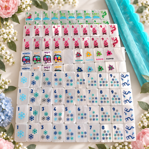 Jeu de Mahjong Américain Personnalisé <span class=keywords><strong>en</strong></span> Carreaux Blanc Perle Givré, Couleurs <span class=keywords><strong>en</strong></span> Relief, pour Fêtes, Maison, Plage, Cadeau - Product Image 4