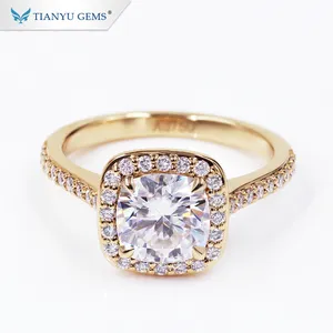 Tianyu gemme gioielli moissanite del silicone di stile 18 k oro di lusso pieno di diamanti anelli di fidanzamento