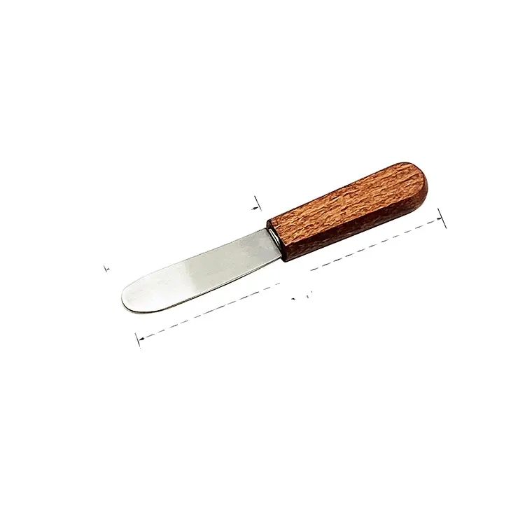 Aksesori dapur pisau bumbu keju krim dengan pegangan kayu alami alat pengiris mentega keju