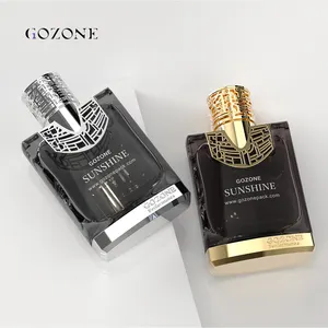 Garrafa de perfume quadrada 100 ml, luxuosa, de alta qualidade, com tampa de ouro