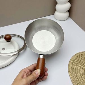 Modern Stainless Steel <b>Small</b> <b>Pot</b> with Wooden Handle Non-Stick Coating Sustainable Design for Noodle Snack Baby Food Milk Cooking - Product Image 6
