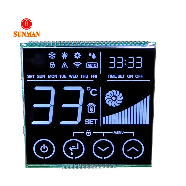 יצרן LCD מותאם אישית 7 פאנלים מסך מגע LCD עם תצוגת טמפרטורה ולחות