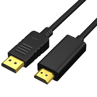 Cable DP a HDTV Full HD 1080P de 1.8m, Revestimiento de PVC Chapado en Oro, Sincronización de Audio y Video para PC/Proyector, Pantalla Grande