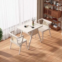 Moderne petit carré café thé ensemble en bois massif balcon Table à manger chaises en rotin loisirs cour négociation empilable stockage