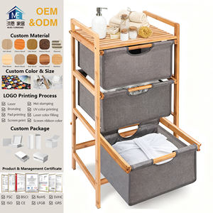 3 sections indépendantes en bambou pour salle de bain tiroir de rangement <span class=keywords><strong>armoire</strong></span> à serviettes panier de <span class=keywords><strong>tri</strong></span> - Product Image 1