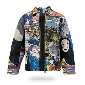 Veste en tapisserie personnalisée hommes grande taille Totoro veste fermeture éclair vêtements en tapisserie