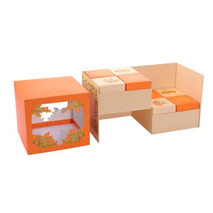 邦迪工厂定制Logo/设计/彩色纸板月饼食品纸盒包装盒带盖和分隔器