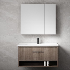 Роскошный современный дубовый деревянный настенный плавающий двойной раковин - Product Image 2