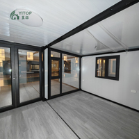Casa Contenedor Plegable de 20 pies, Oficina Móvil Modular, Casas Prefabricadas Personalizadas de 2 Dormitorios, Casa Contenedor Expandible de 37 m² Personalizada