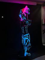 Costume de Mecha Scénique Lumineux avec Tresses LED Arc-en-ciel, Tenue de Robot à Lumières Laser pour Événements en Centre Commercial, Bars, Parades, Spectacles en Direct