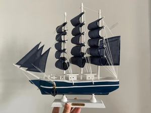 Holz-Segelboot nautische Dekoration Modell Schiff Meeres-Thema hölzernes Piraten-Schiffsmodell - Product Image 5