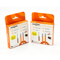 Boîte d'emballage en carton pliable avec trou de suspension, personnalisée et imprimée, pour câble USB, emballage de produits électroniques