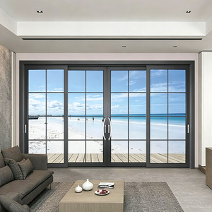 Portes coulissantes en aluminium à double vitrage pour villa, salon, cuisine, Foshan, <span class=keywords><strong>porte</strong></span> coulissante sur mesure avec cadre en aluminium et verre isolant - Product Image 4