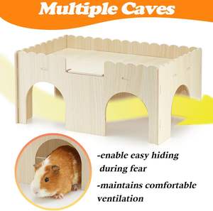 Grande <span class=keywords><strong>Habitat</strong></span> per animali staccabile in legno 4 ingressi rampa castello scale rifugio caverna capanna per cavie ricci piccola gabbia per animali domestici - Product Image 4