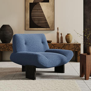 Vintage Style Living Room <b>Chair</b> Ash Wood High Backrest Flocking Fabric Foam Filling Adult Use - Product Image 4