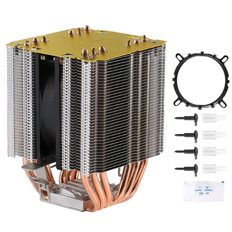 6 Heat Pipe Double Tower cpu Cooler dissipatore d'aria ventola per pc 3Pin 4Pin per Intel LGA 1700 1151 1155 1200 1366 processore AMD I3 I5 I7