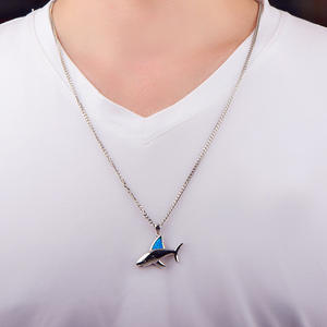 Chaîne de collier en opale bleue Aobao, style hawaïen, tendance euro-américaine, pendentif en opale, chaîne de pull en gros - Product Image 3