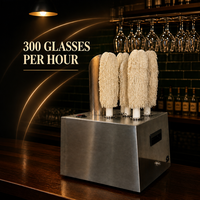 Commerciële bekerpolijstmachine 5 borstels 300 bekers/uur Elektrische glazen droger & polijstmachine voor restaurant roestvrij staal