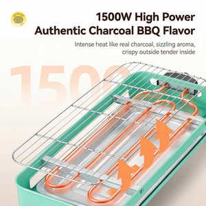 Gril électrique d'intérieur sans fumée, <span class=keywords><strong>plaque</strong></span> de cuisson coréenne portable antiadhésive 1500W, <span class=keywords><strong>plaque</strong></span> de cuisson <span class=keywords><strong>amovible</strong></span> pour table, en acier inoxydable - Product Image 3