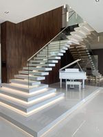 Rampe d'escalier droite Tanlong en pierre naturelle pour villa, escalier de luxe intérieur