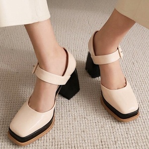 Zapatos de Tacón con Hebilla de Moda, Zapatos de Tacón Cuadrado con Plataforma, Sandalias de Verano para Mujer, Zapatos Mary Jane con Tacón Grueso, Talla Grande 46 - Product Image 1