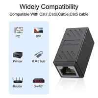 Konektor Ekstensi RJ45 Cat5 Cat6, Adaptor Perangkat Keras PC, Ekstensi Kabel Ethernet, Female ke Female