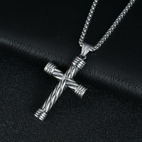 Neue Christliche Bernstein-Bambus-Kette Herren-Halskette Punk-Stil Legierung Kreuz-Anhänger Schmuck