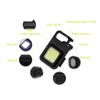 Grosir lampu senter Mini isi ulang daya gantungan kunci Cob 800lumen portabel dengan 3 mode cahaya untuk berkemah pengisian daya USB