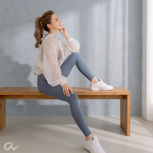 Leggings de Yoga de Cintura Alta, Color Sólido, Acanalados, Largos, Sin Costuras, Cintura Elástica, Spandex, Nailon, Pantalones Elásticos en Cuatro Direcciones - Product Image 1