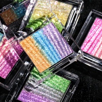 Palette d'ombres à paupières carrées multichromes effet duo-chrome scintillant, dégradé arc-en-ciel métallique, marque privée