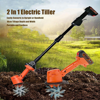 Cultivateur Électrique Portatif 2-en-1 avec Perche Télescopique et Batterie Rechargeable pour Améliorer la Texture du Sol et Désherber