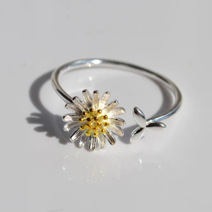 Anello Aperto Regolabile a Foglia di Margherita per Donne, Gioiello Floreale alla Moda - Product Image 6
