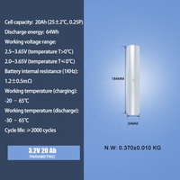 Cellule de batterie cylindrique 3.2V 20Ah LFP LiFepo4 longue durée de vie à un prix compétitif pour le stockage d'énergie et le bricolage pack support OEM