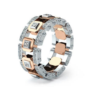 Anillo de Compromiso Unisex de Plata de Ley 925 con Dos Tonos y Diamantes en Oro Rosa de 14k, Modelo Three Heroes Wish - Product Image 4