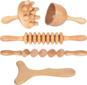 Wood Therapy Massage Tool For Lymphatic Drainage Body Sculpting Manual Gua Sha Anti Cellulite Massage Stick Wooden Massagers