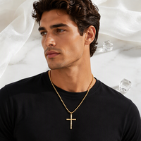 Zeitgenössische, schlichte Kreuz-Halskette, handgefertigt, strukturiertes Design, Perlenkette, modisches Accessoire für Dates und den Alltag.