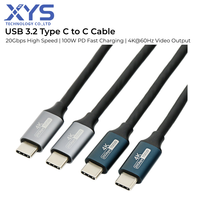 Kabel USB 3.2 Tipe C ke C 20Gbps 100W PD Pengisian Cepat 4K 60Hz E-Marker Fungsi Lengkap Kabel USB C Male ke Male