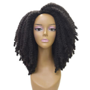 신기한 도매 합성 꼰 가발 Afro 킨키 컬 레이스 쿠바 Marley Hair Crochet Springy 트위스트 가발 - Product Image 1