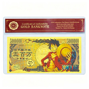 Ensemble <span class=keywords><strong>de</strong></span> billets <span class=keywords><strong>de</strong></span> banque en feuille d'or sur le thème <span class=keywords><strong>de</strong></span> l'aventure <span class=keywords><strong>pirate</strong></span> classique, plaqué or 24 carats, carte commémorative en PVC imperméable, souvenir d'anime, cadeau - Product Image 3