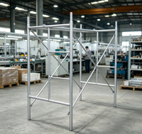 Échafaudage industriel robuste à cadre portique, section d'échelle galvanisée à croisillons en X, plateforme en acier pour entrepôt et usage extérieur