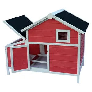 XPT054 Wooden Pet Cages Chicken Coop Red color for outdoor farm house